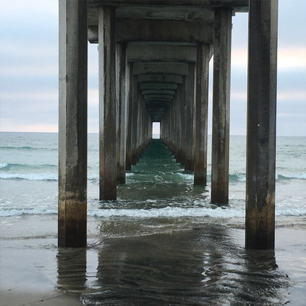 View underneath Scripps Pier in La Jolla San Diego