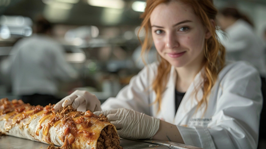 Scientist working on creating a burrito