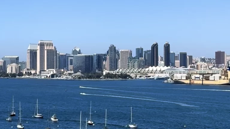 View of San Diego skyline from Coronado Bridge