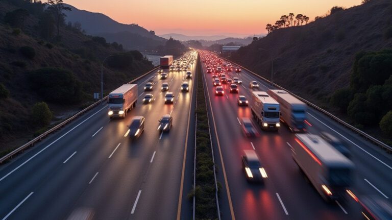 cars driving on the I-5 highway