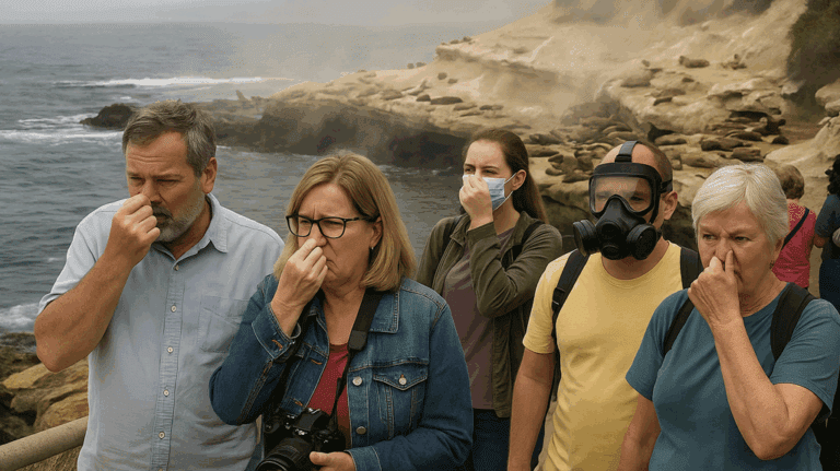 Sea lion resting on rocks at the San Diego coast